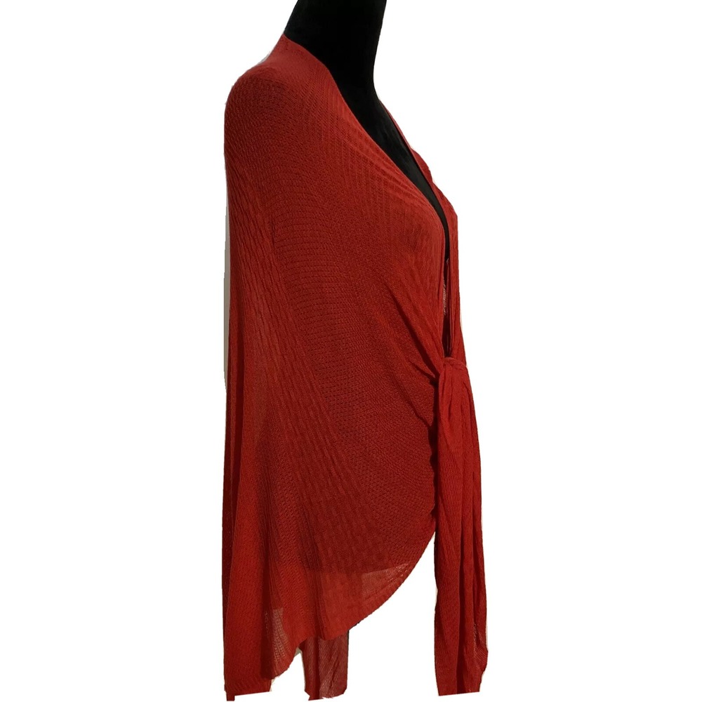 ECHO Red Knit Shawl Cardigan Wrapper‎ Topper Convertible Rayon ONE SIZE - Picture 3 of 7